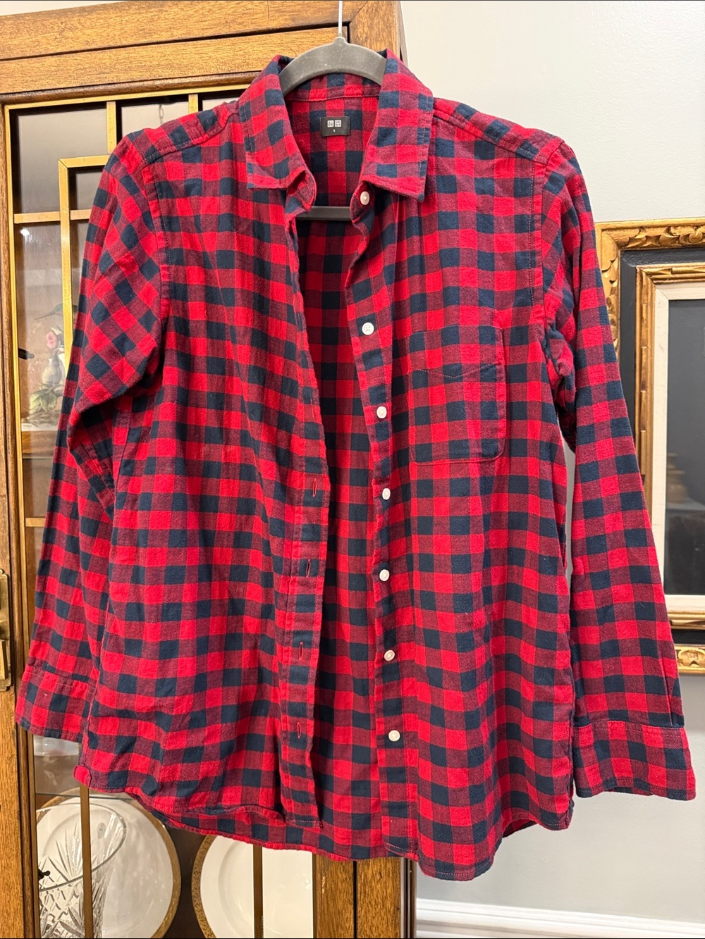 Uniqlo Red and Black Buffalo Check Button-Down Shirt